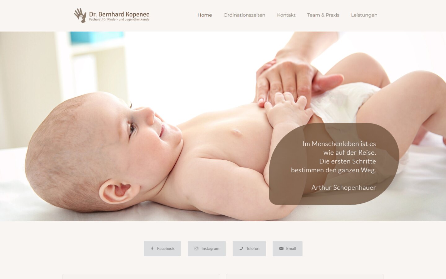 Screenshot der Webseite kinderarzt-kopenec.at