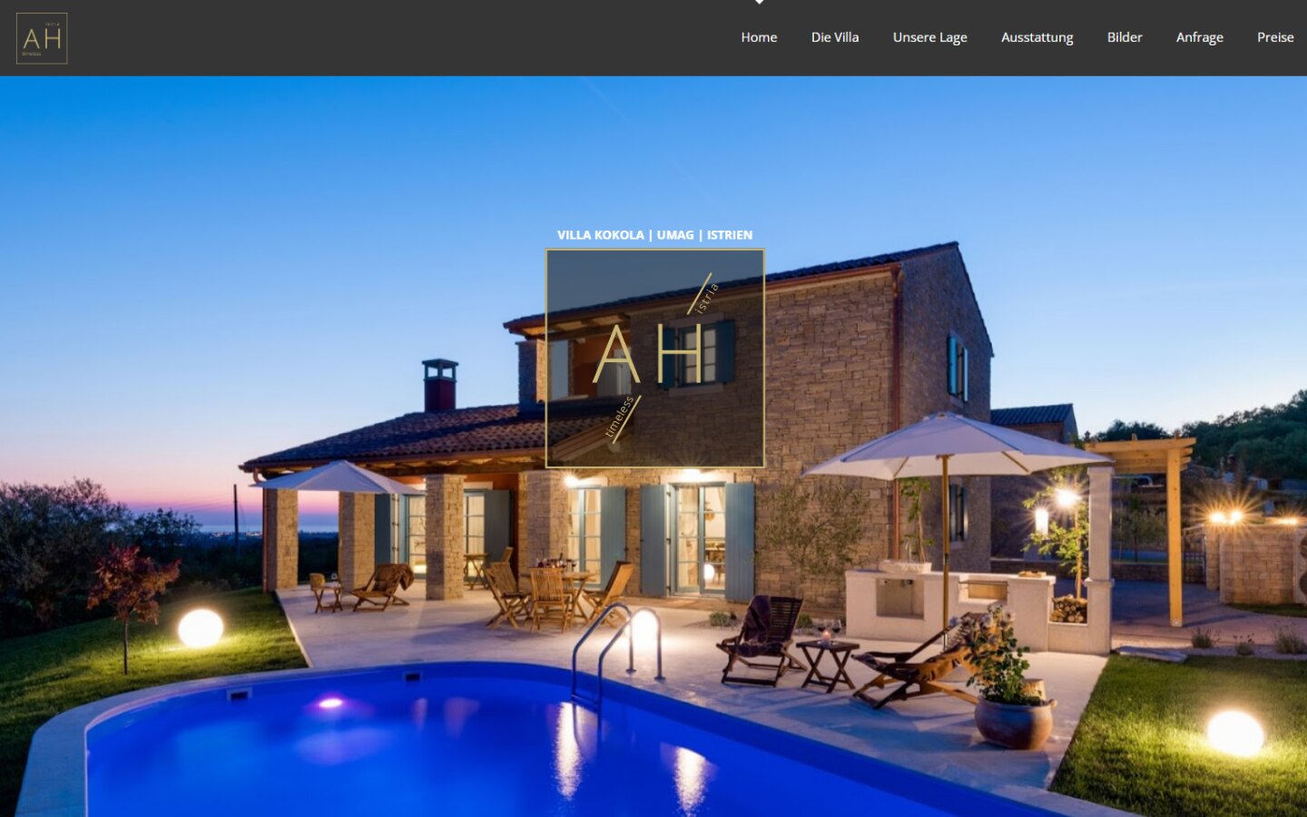 Screenshot der Webseite timeless-istria.com